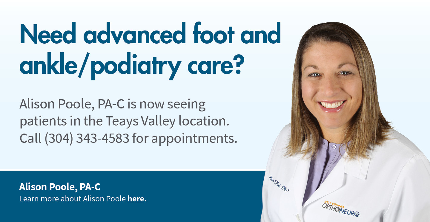 An image of Dr. Alison Poole with information about Poole's advanced foot and ankle/podiarty care
